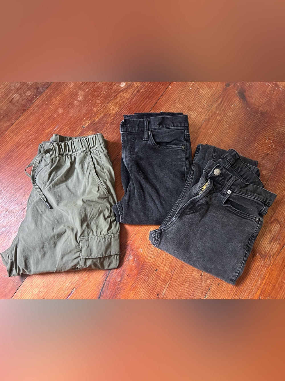 H&M lot of pants-Olive Cargo & 2 Black Denim Jeans